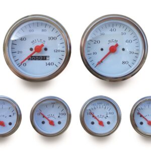 6 Piece Nostalgia Guage Kit Set Mecha/Electric With White Face