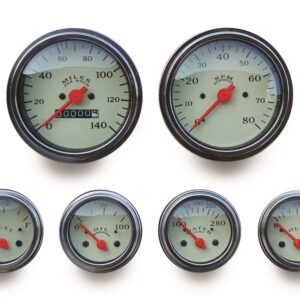 6 Piece Nostalgia Gauge Kit Set With Cream Face